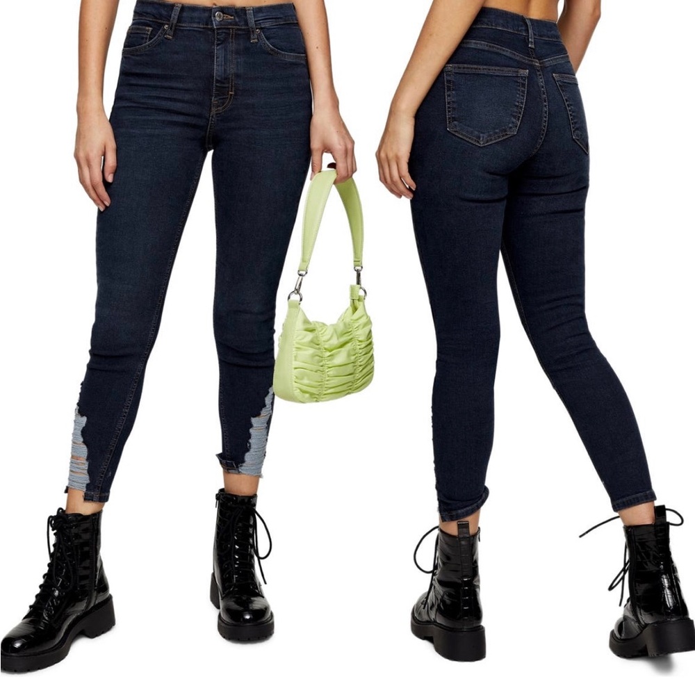 TOPSHOP Jamie High Waist Ripped Hem Skinny Jeans